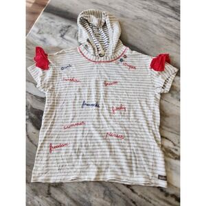 Matilda Jane Girls 16 Blaire Hooded Tee Striped Patriotic Embroidered Top